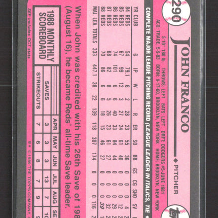 1989 Topps Tiffany John Franco #290