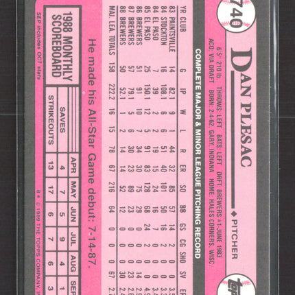 1989 Topps Tiffany Dan Plesac #740