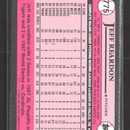 1989 Topps Tiffany Jeff Reardon #775
