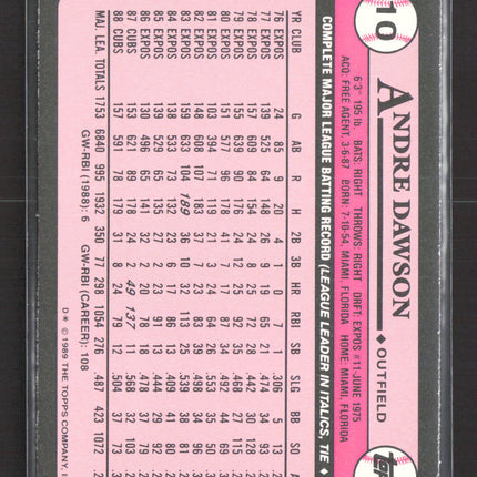 1989 Topps Tiffany Andre Dawson #10