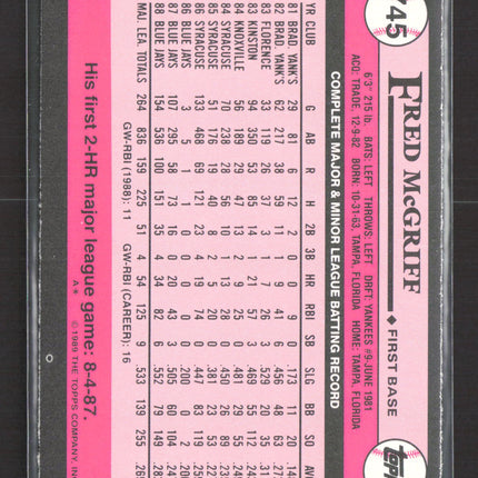 1989 Topps Tiffany Fred McGriff #745