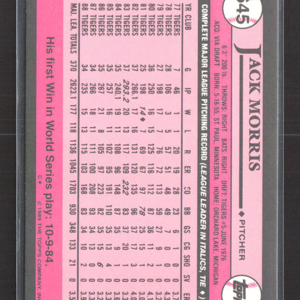 1989 Topps Tiffany Jack Morris #645