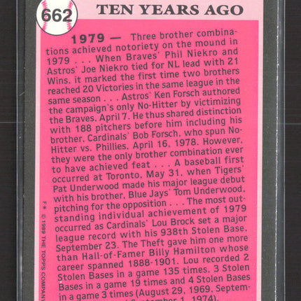 1989 Topps Tiffany Lou Brock #662