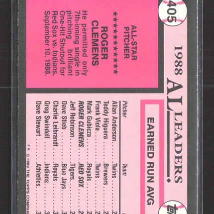 1989 Topps Tiffany Roger Clemens #405 All-Star