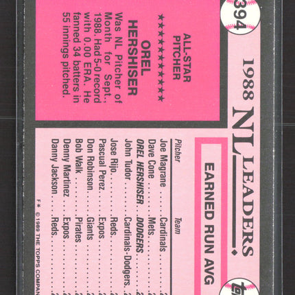 1989 Topps Tiffany Orel Hershiser #394