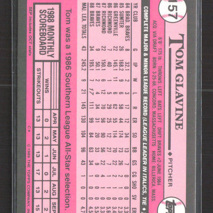 1989 Topps Tiffany Tom Glavine #157