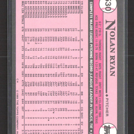 1989 Topps Tiffany Nolan Ryan #530