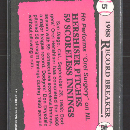 1989 Topps Tiffany Orel Hershiser #5