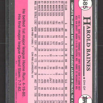 1989 Topps Tiffany Harold Baines #585