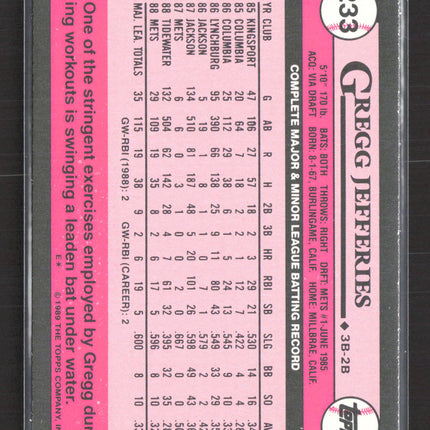 1989 Topps Tiffany Gregg Jefferies #233