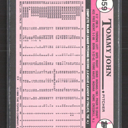 1989 Topps Tiffany Tommy John #359