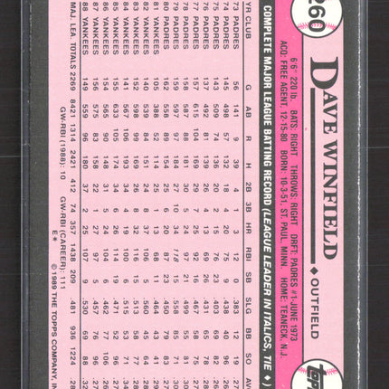 1989 Topps Tiffany  Dave Winfield #260