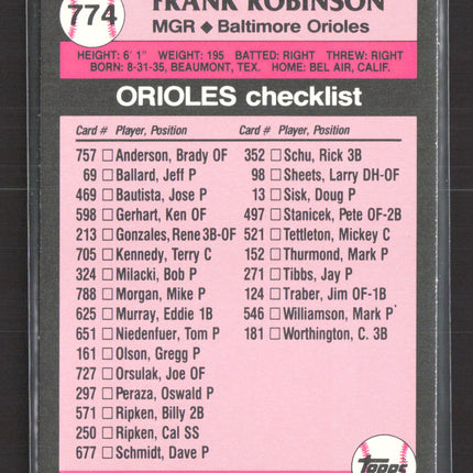 1989 Topps Tiffany Frank Robinson #774