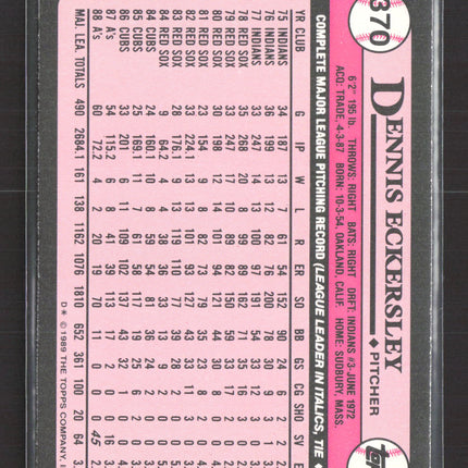 1989 Topps Tiffany Dennis Eckersley #370