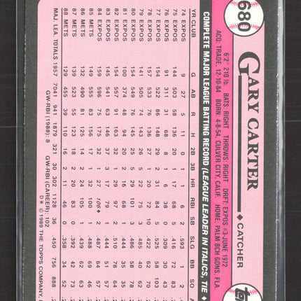 1989 Topps Tiffany Gary Carter #680