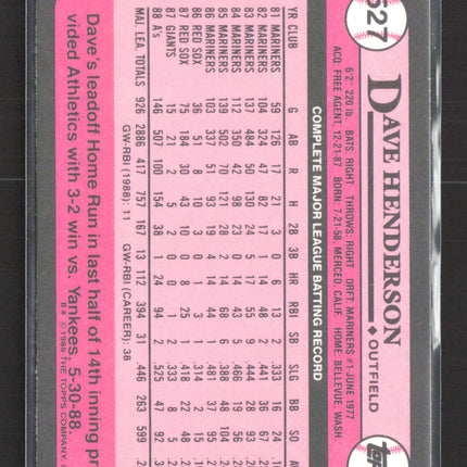 1989 Topps Tiffany Dave Henderson #527