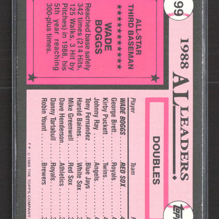 1989 Topps Tiffany Wade Boggs #399