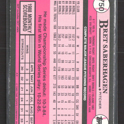 1989 Topps Tiffany Bret Saberhagen #750