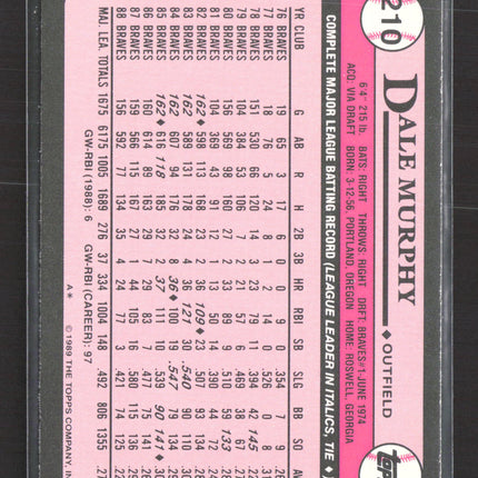 1989 Topps Tiffany Dale Murphy #210