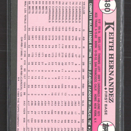1989 Topps Tiffany Keith Hernandez #480