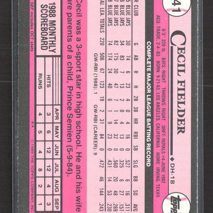 1989 Topps Tiffany Cecil Fielder #541
