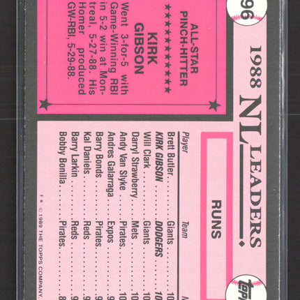 1989 Topps Tiffany Kirk Gibson #396