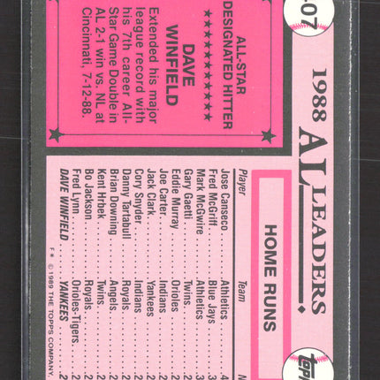 1989 Topps Tiffany Dave Winfield #407