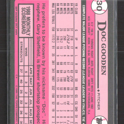 1989 Topps Tiffany Doc Gooden #30