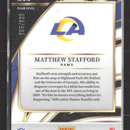 2026 Panini Select Matthew Stafford #219 Prizm Club Level 735/899