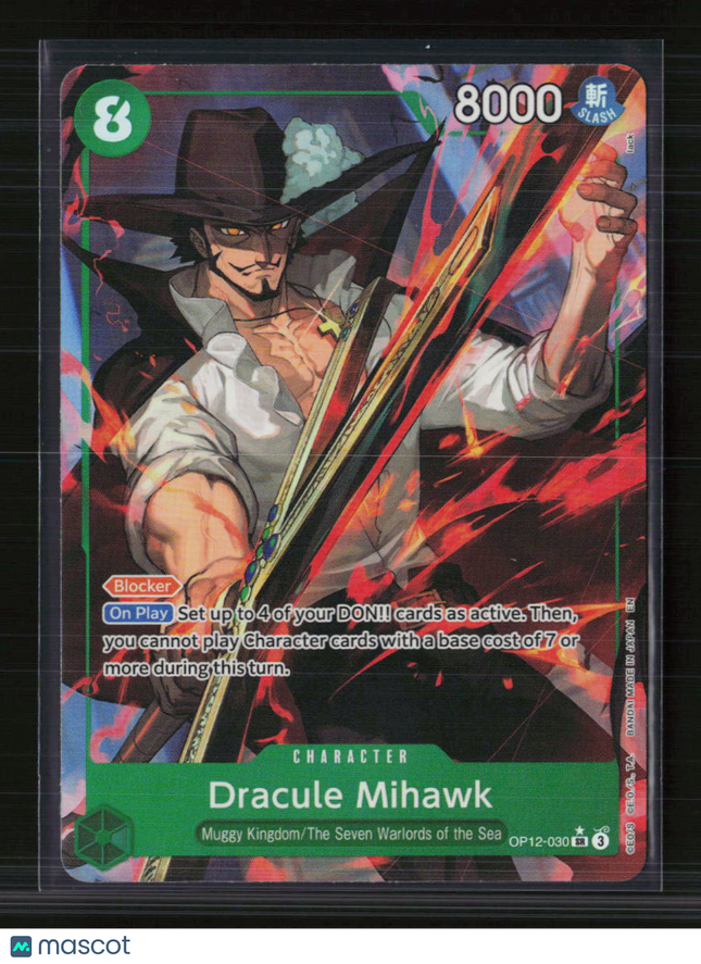 One Piece Dracule Mihawk (Alternate Art) Legacy of the Master SR • OP12-030 Foil