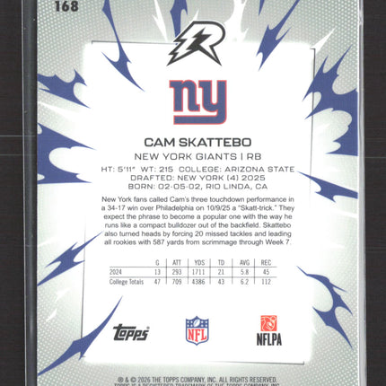 2026 Topps Resurgence Blue & Pink Shock Cam Skattebo #168 RC