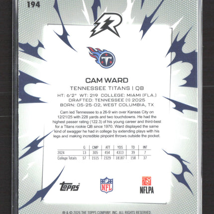 2026 Topps Resurgence Cam Ward #194 RC