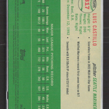 2023 Topps Heritage Chrome Luis Castillo #317 Green Refractor /99