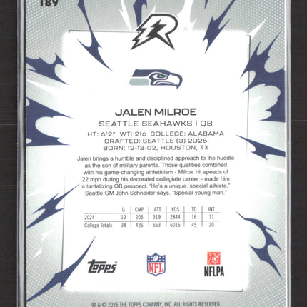 2026 Topps Resurgence Hyper Jalen Milroe #189 RC