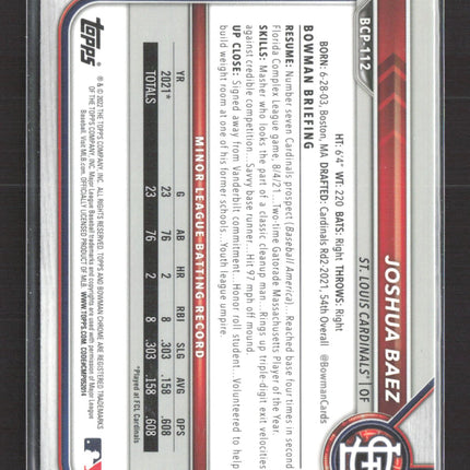 2022 Bowman Chrome Joshua Baez #BCP-112 Mega Box Mojo Refractor
