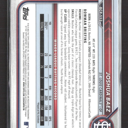 2022 Bowman Chrome Joshua Baez #BCP-112