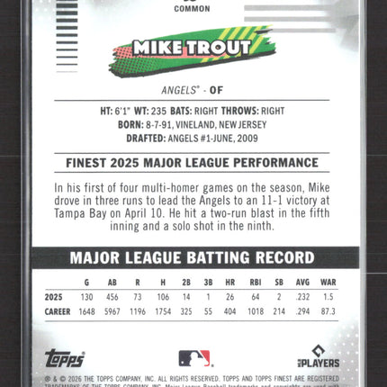 2026 Topps Finest Mike Trout #58 Yellow 167/275