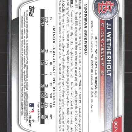 2025 Bowman Chrome JJ Wetherholt #BCP-22 Mega Box Mojo Refractor