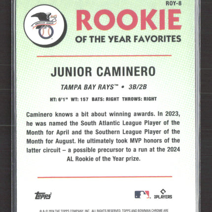 2024 Bowman Chrome Rookie of the Year Favorites Junior Caminero #ROY-8 Mojo RC