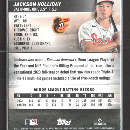 2024 Topps Stadium Club Jackson Holliday #211 Red Foil RC