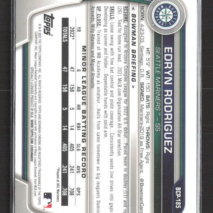 2023 Bowman Chrome Edryn Rodriguez #BCP-185 Mojo Refractor
