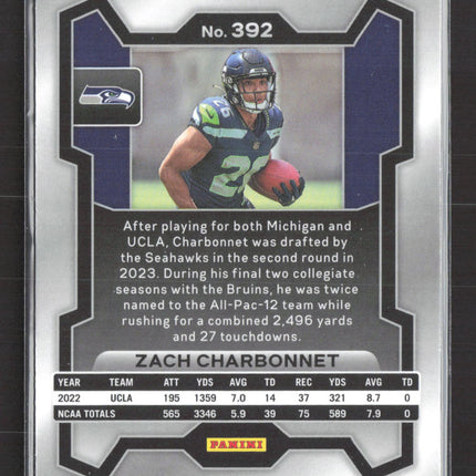 2023 Panini Prizm Football Zach Charbonnet #392 RC