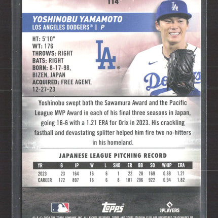 2024 Topps Stadium Club Yoshinobu Yamamoto #114 Red Foil RC