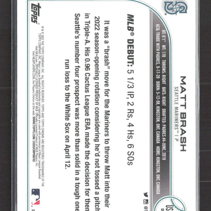 2022 Topps Chrome Update Matt Brash #USC187 Purple RC