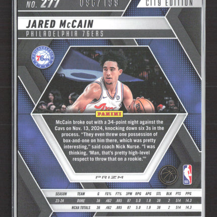 2025 Panini Mosaic Basketball Jared McCain #277 Blue RC 096/199