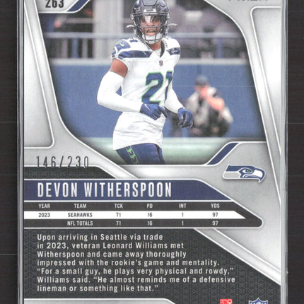 2024 Panini Prizm Football Devon Witherspoon #263 Blue Wave 146/230