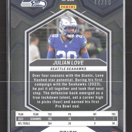 2024 Panini Mosaic Football Julian Love #203 Red Yellow 44/80