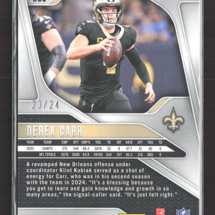2024 Panini Prizm Football Derek Carr #203 Gold Shimmer 23/24
