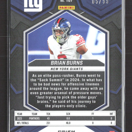2024 Panini Mosaic Brian Burns #167 Blue 05/99