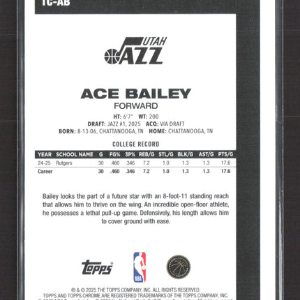 2025 Topps Chrome Ace Bailey #TC-AB RC